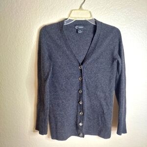 C by bloomingdale's 2-ply cashmere grey button down cardigan sz Xs